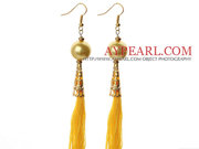 China Style Golden Color Seashell Tassel Long Dangle Earrings is sold 