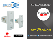 Telephone Socket - Buy Havells RJ-45 Tele Jack With Shutter Online 