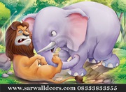 cartoon  kids  play school wall art painting in hyderabad