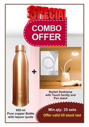 COMBO OFFER pure copper bottle + Stylish touch lamp with pen stand