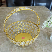 Crystal Basket Gift Item,  Gold Coated Flower Basket